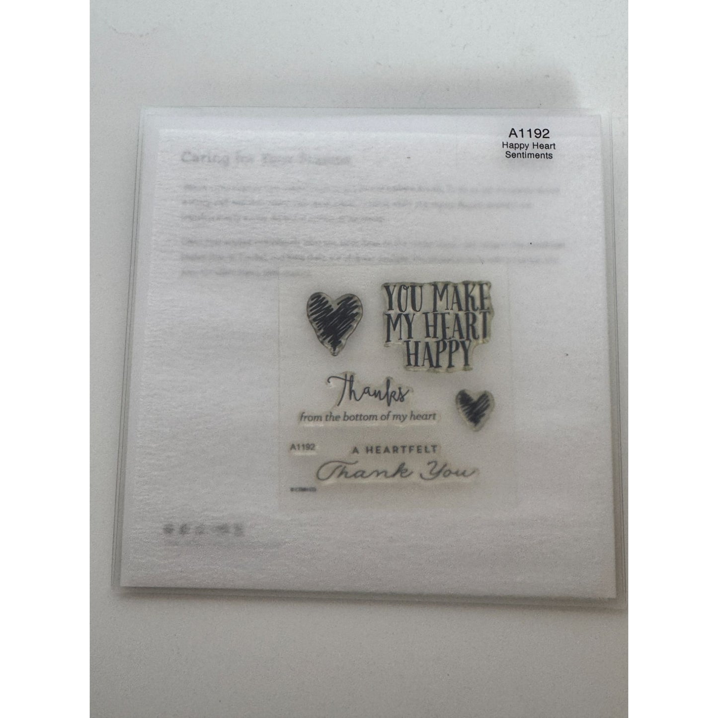 CTMH My Acrylix Acrylic Stamp Set Happy Heart Sentiments Heartfelt Thanks Words