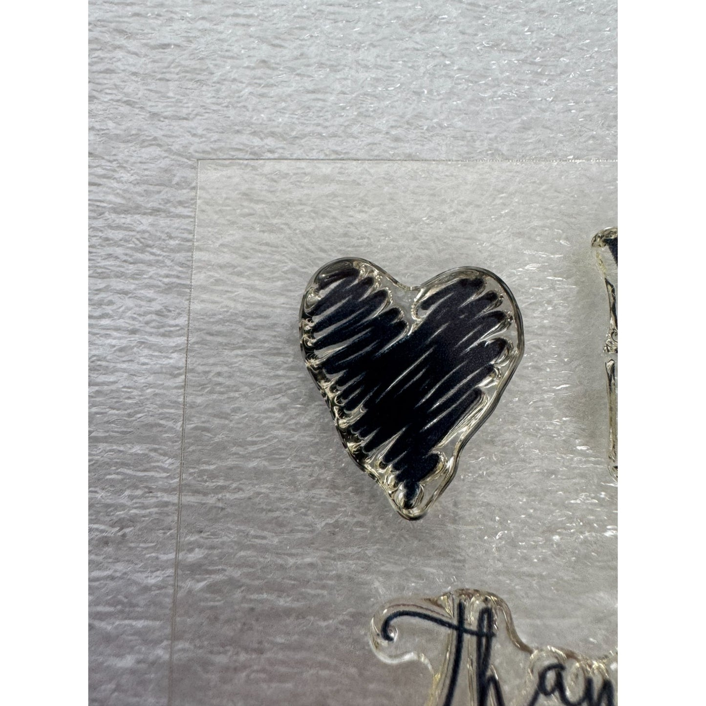 CTMH My Acrylix Acrylic Stamp Set Happy Heart Sentiments Heartfelt Thanks Words