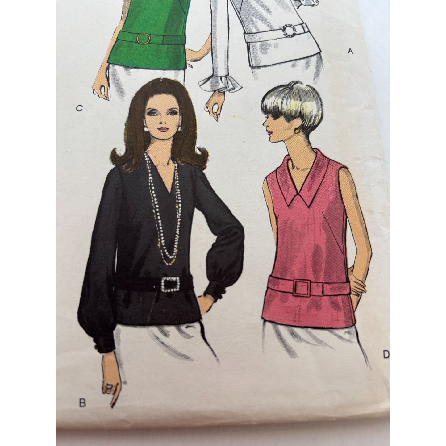 Vogue Sewing Pattern 7403 Misses Blouse Shirt Top Work Evening 1960s 14 Uncut