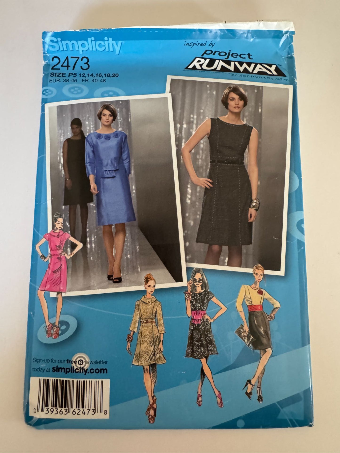 Simplicity Sewing Pattern 2473 Dress Slim or Flared Skirt Project Runway 12-20