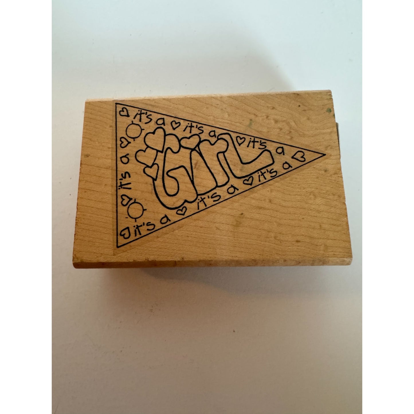 Limited Edition Rubber Stamp Its A Girl Baby Announcement Banner Triangle Words