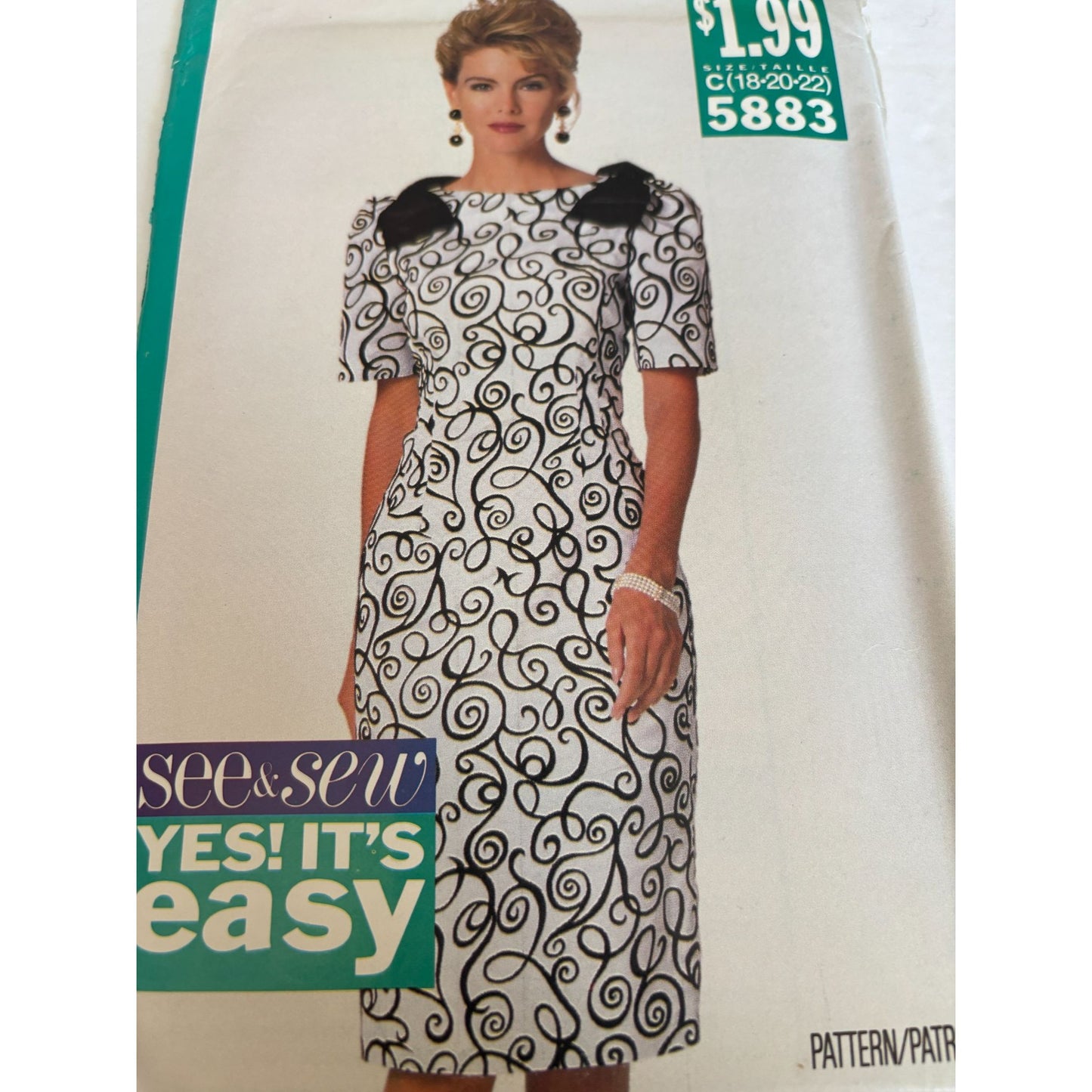 Butterick Sewing Pattern 5883 Sheath Dress Modest Easy Career 18 20 22 Uncut