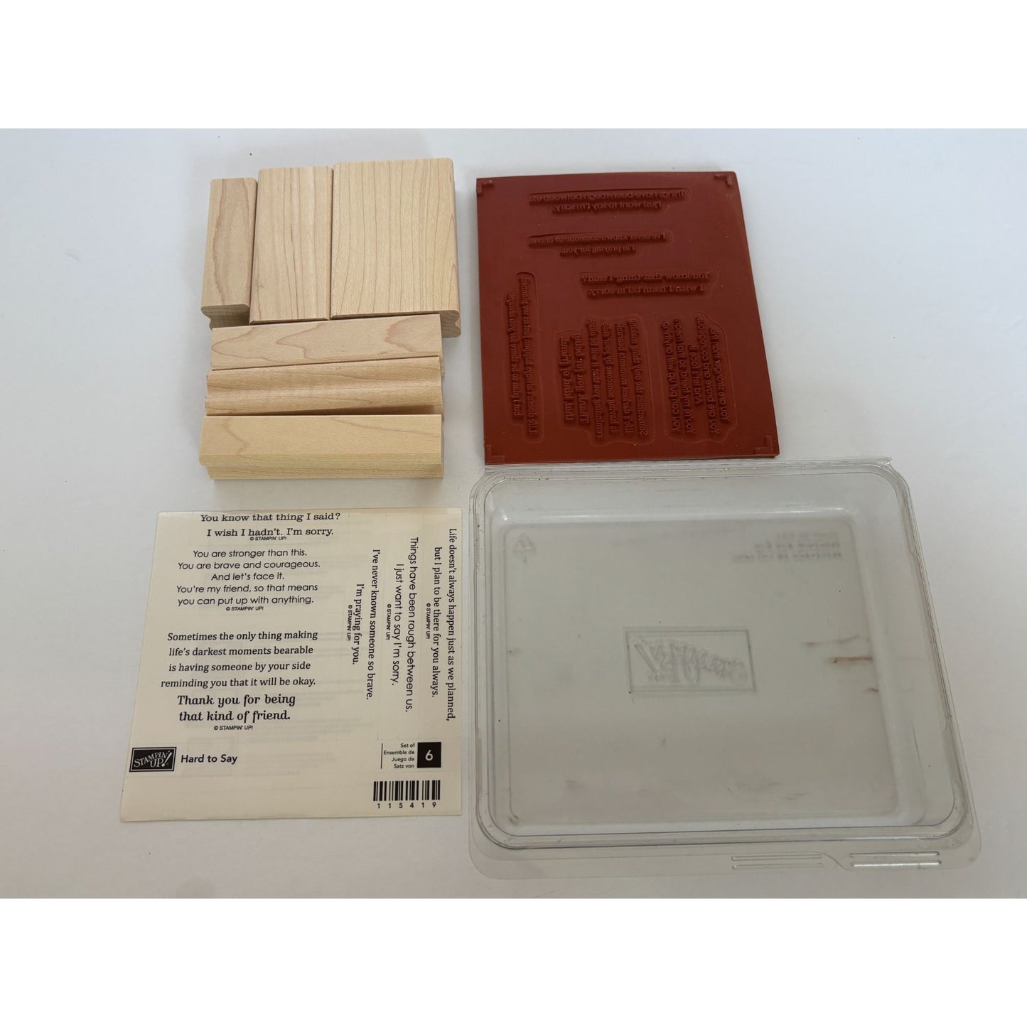 Stampin Up Rubber Stamp Set Hard To Say Apology Inspiration Friendship Praying