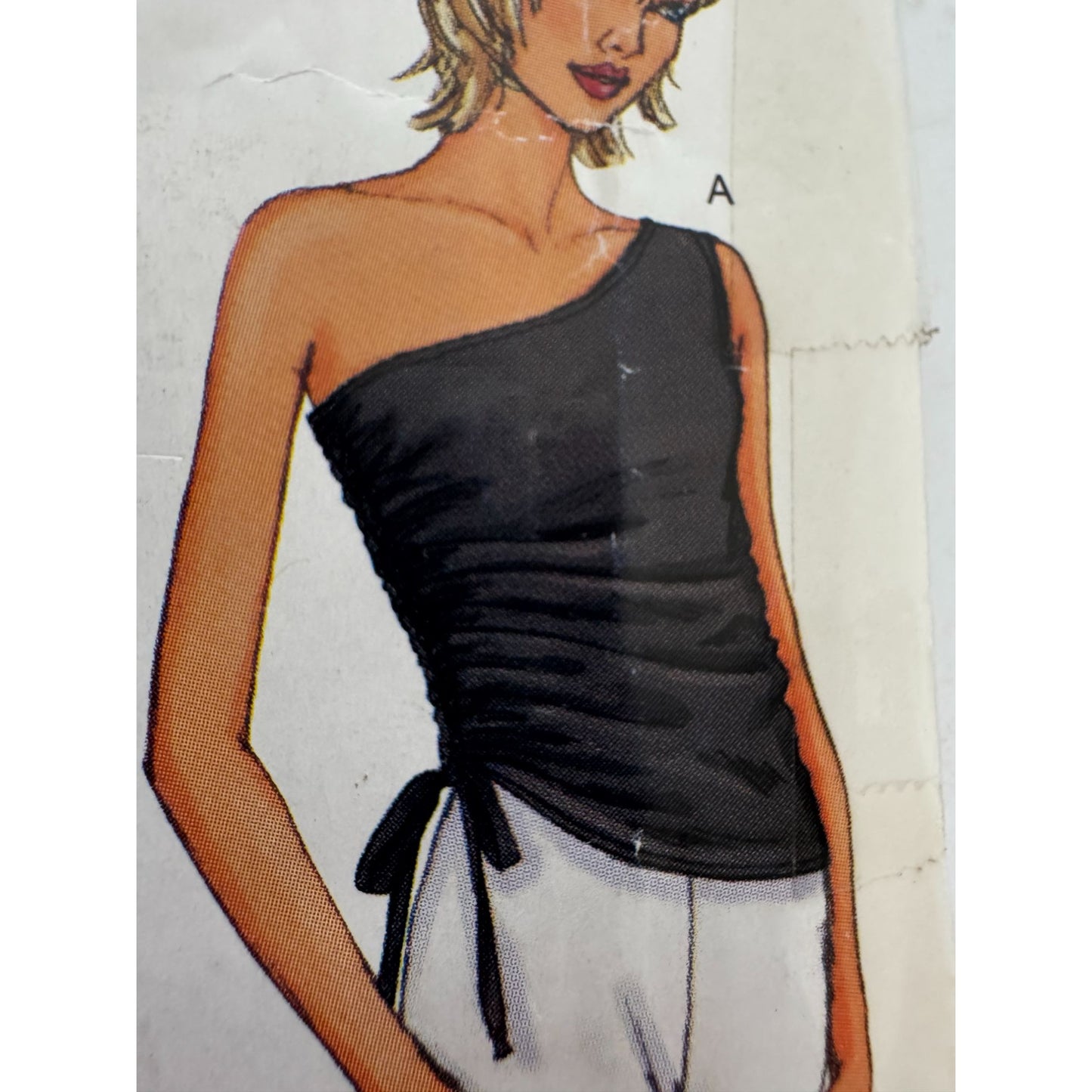Butterick Sewing Pattern P494 Asymmetrical Tops One Shoulder Ruched Shirt L XL