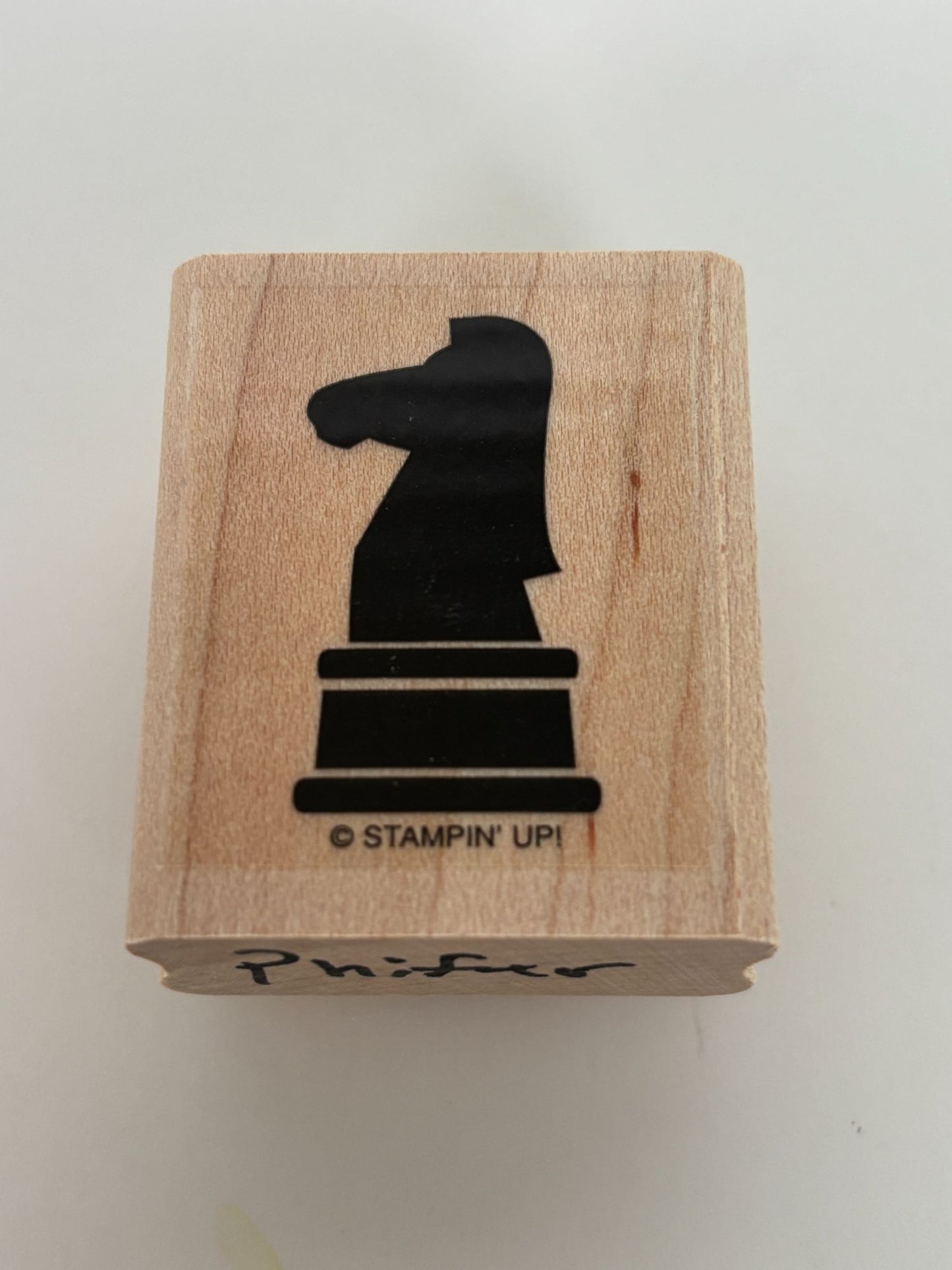 Stampin Up Wood Rubber Stamp Knight Chess Piece Game Night Invitation Silhouette