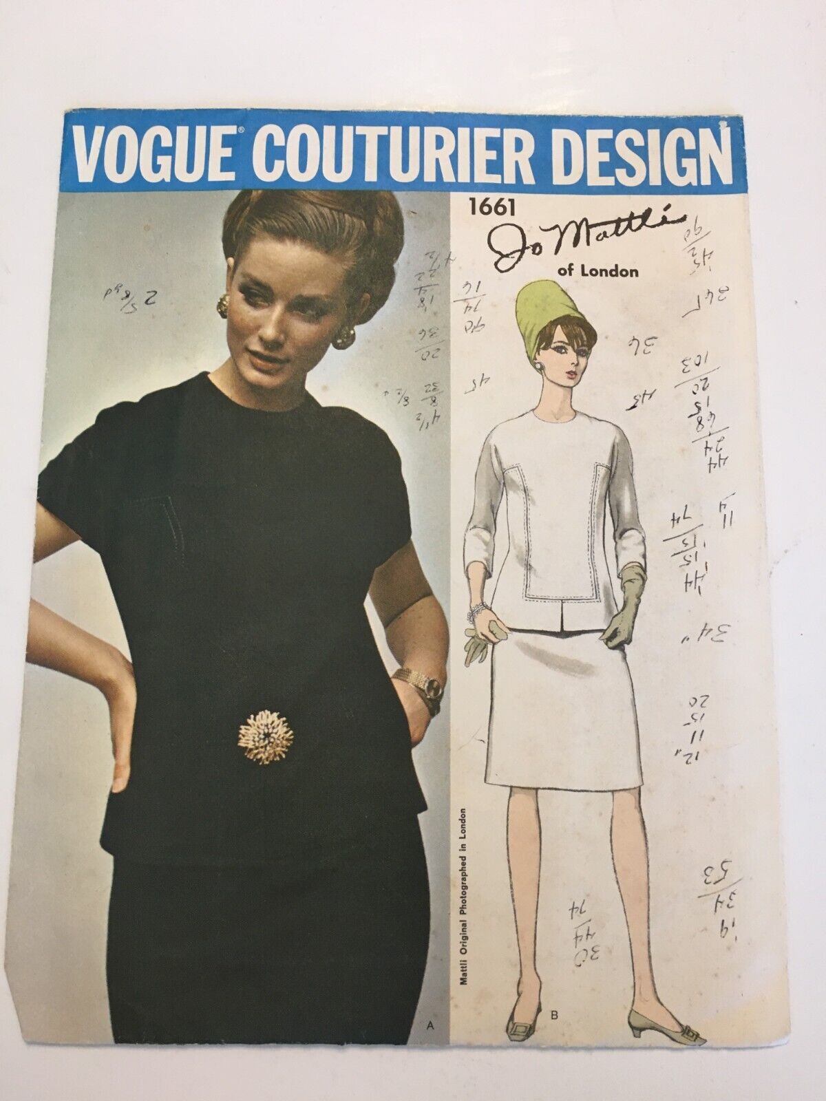 Vogue Couturier Design Sewing Pattern 1661 Jo Mattli Dress Suit Mod 60s Vintage 14 CC