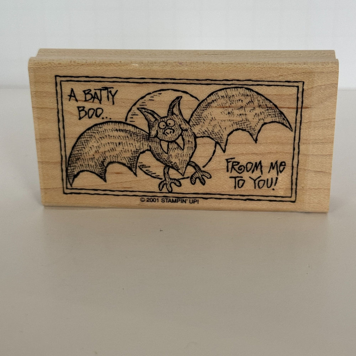 Stampin Up Rubber Stamp A Batty Boo Bat Halloween Greetings Card Making Words Sentiment