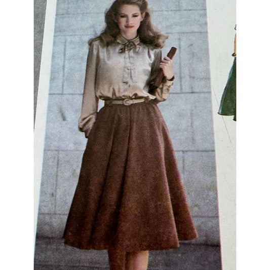 Simplicity Sewing Pattern 9240 Shirt Skirt Work Outfit 1970s Vintage Sz 12 Uncut