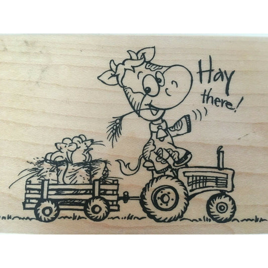 Stampendous Rubber Stamp Cow Farm Cowlik Tractor Hay There Pun Funny Card Making