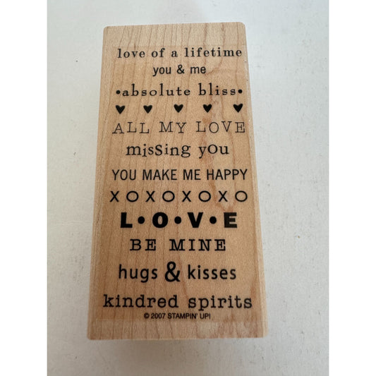 Stampin Up Rubber Stamp Missing You All My Love Be Mine Kindred Spirits
