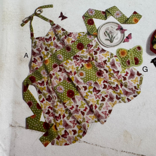 Butterick Sewing Pattern B5765 Halter Kitchen Apron Potholder Holiday S M L 8-18