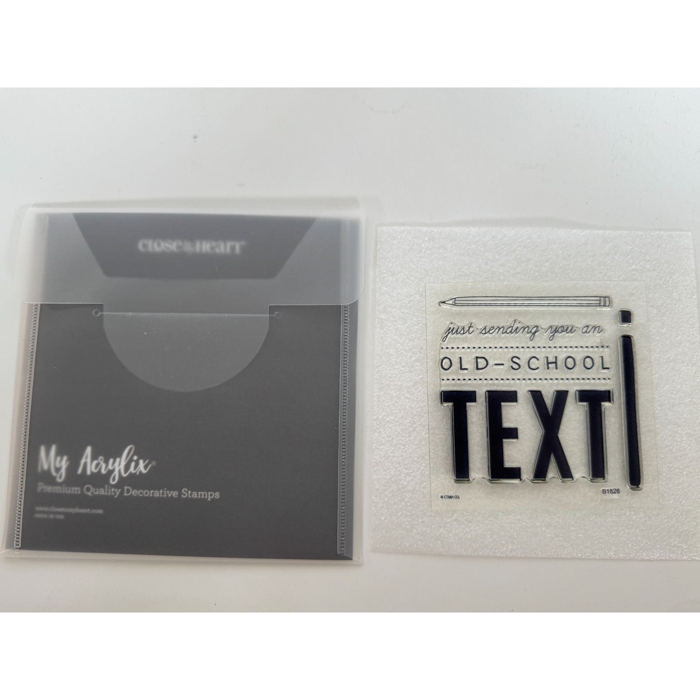 CTMH My Acrylix Acrylic Stamp Old School Text Letter Writing Card Making Funny