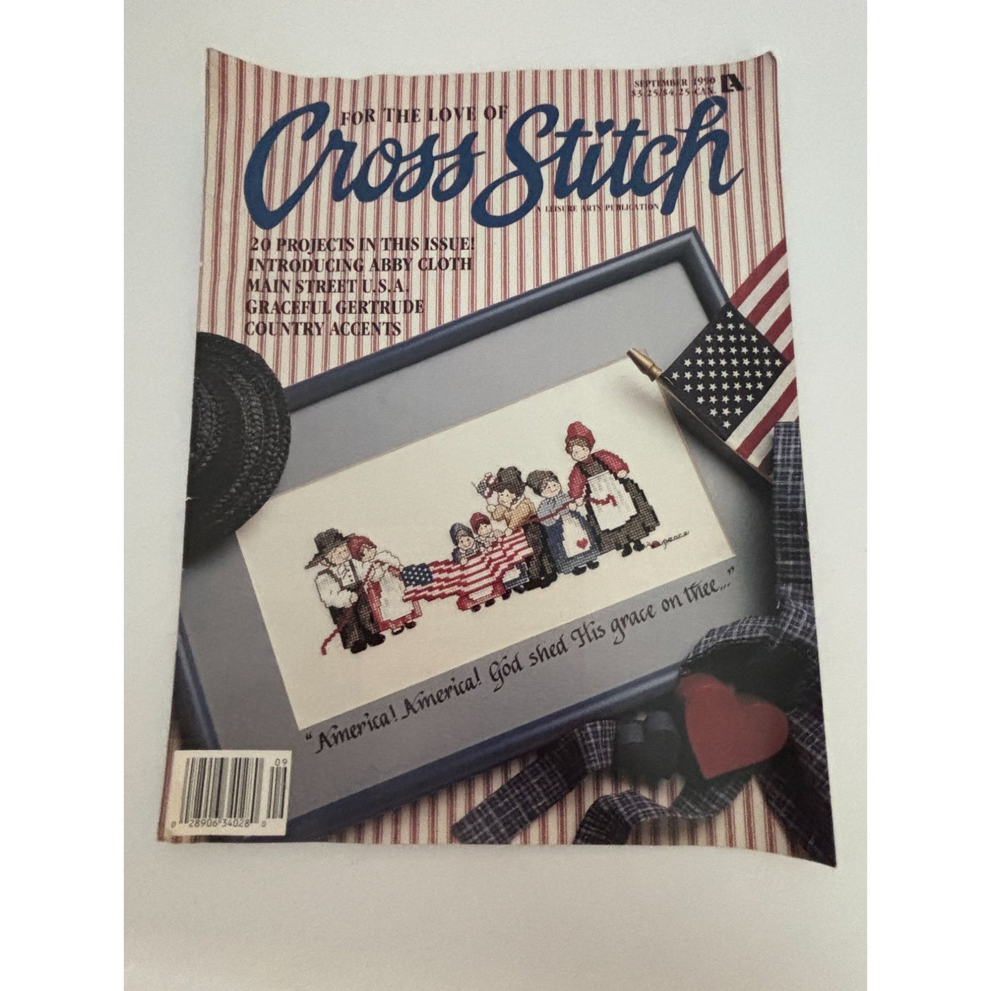 For The Love Of Cross Stitch Magazine September 1990 American Flag Patriotic Art