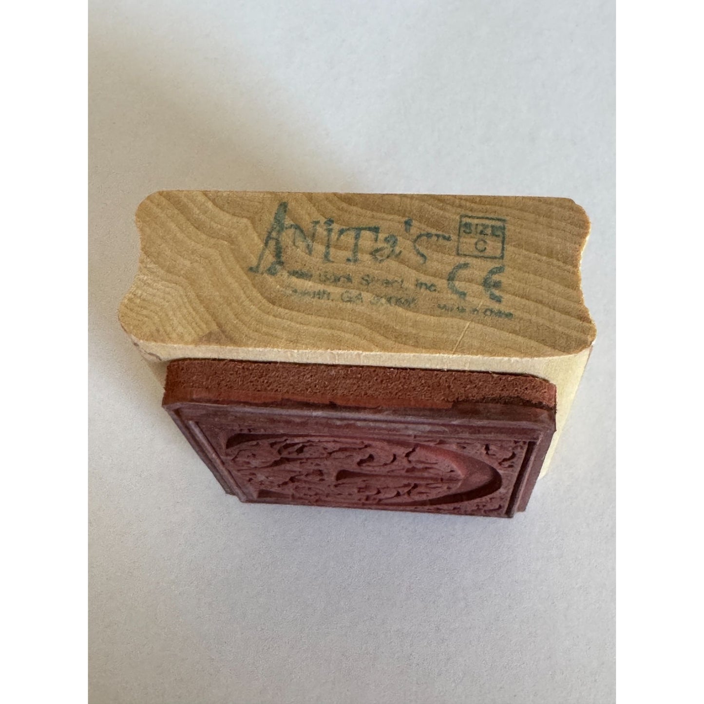 Anitas Rubber Stamp Decorative Letter E Initial Craft Square Ornate Card Making