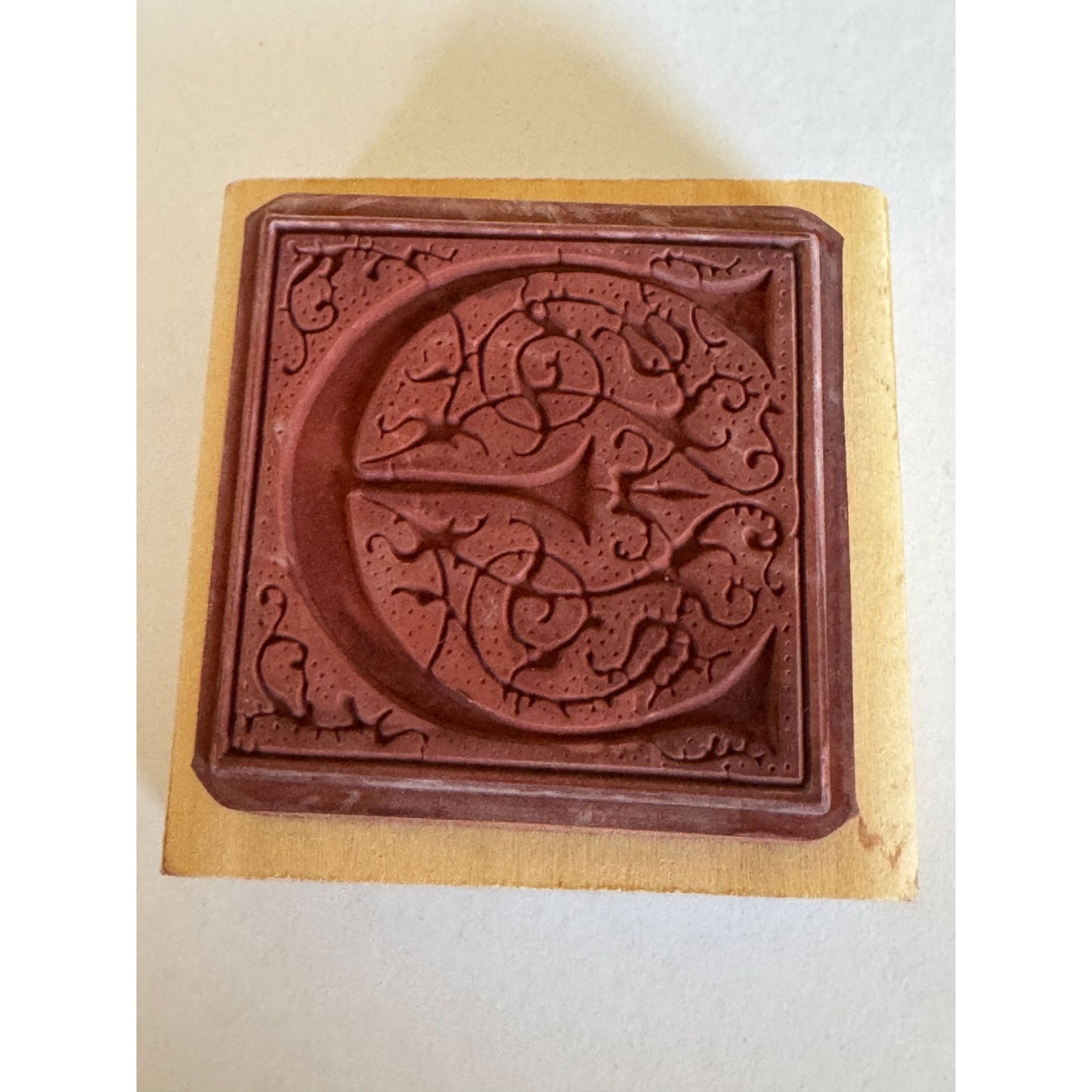 Anitas Rubber Stamp Decorative Letter E Initial Craft Square Ornate Card Making