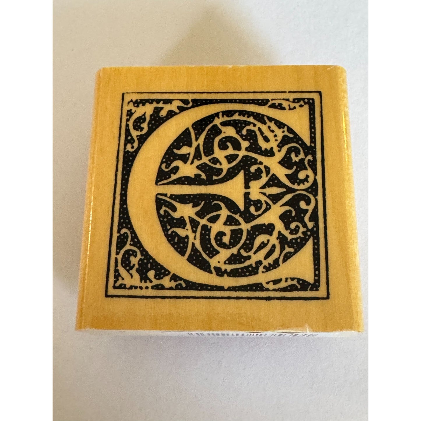 Anitas Rubber Stamp Decorative Letter E Initial Craft Square Ornate Card Making