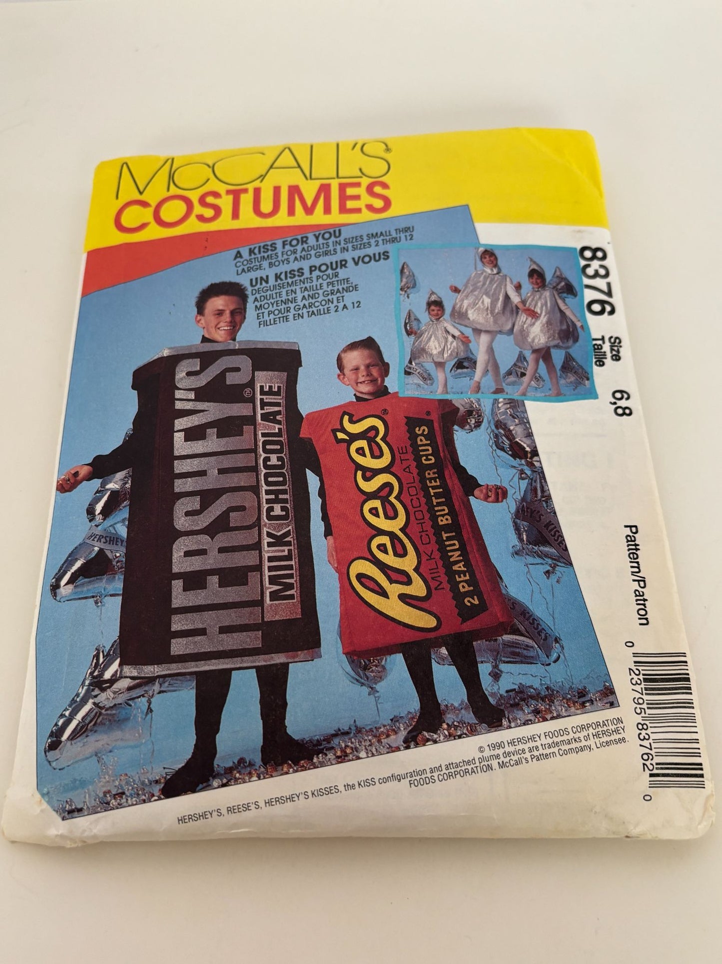McCalls Sewing Pattern 8376 Halloween Candy Costume Hersheys Kiss Reeses Kid 6 8