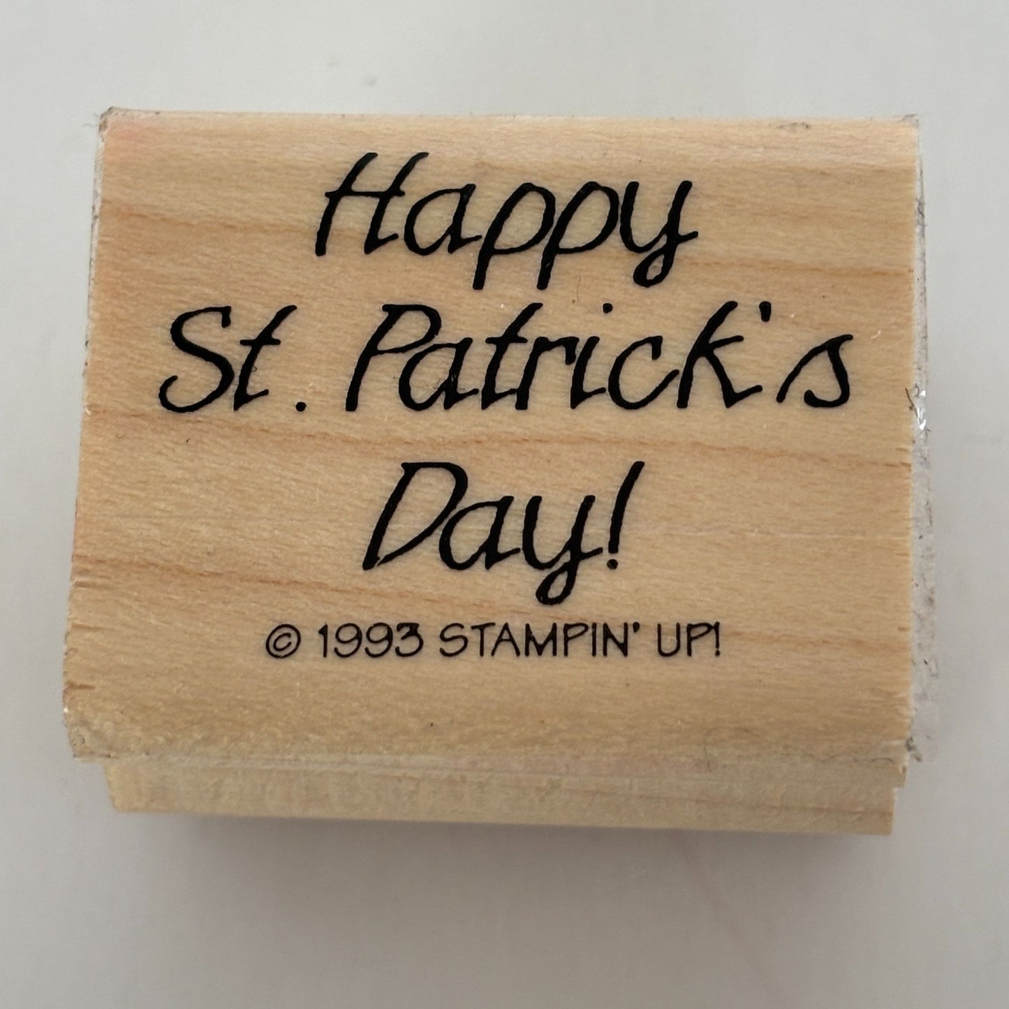 Stampin Up Rubber Stamp Happy St Patricks Day Card Making Words Sentiment Wood