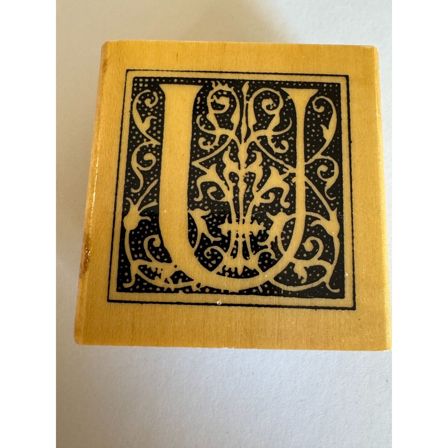 Anitas Rubber Stamp Decorative Letter U Initial Craft Square Ornate Card Making