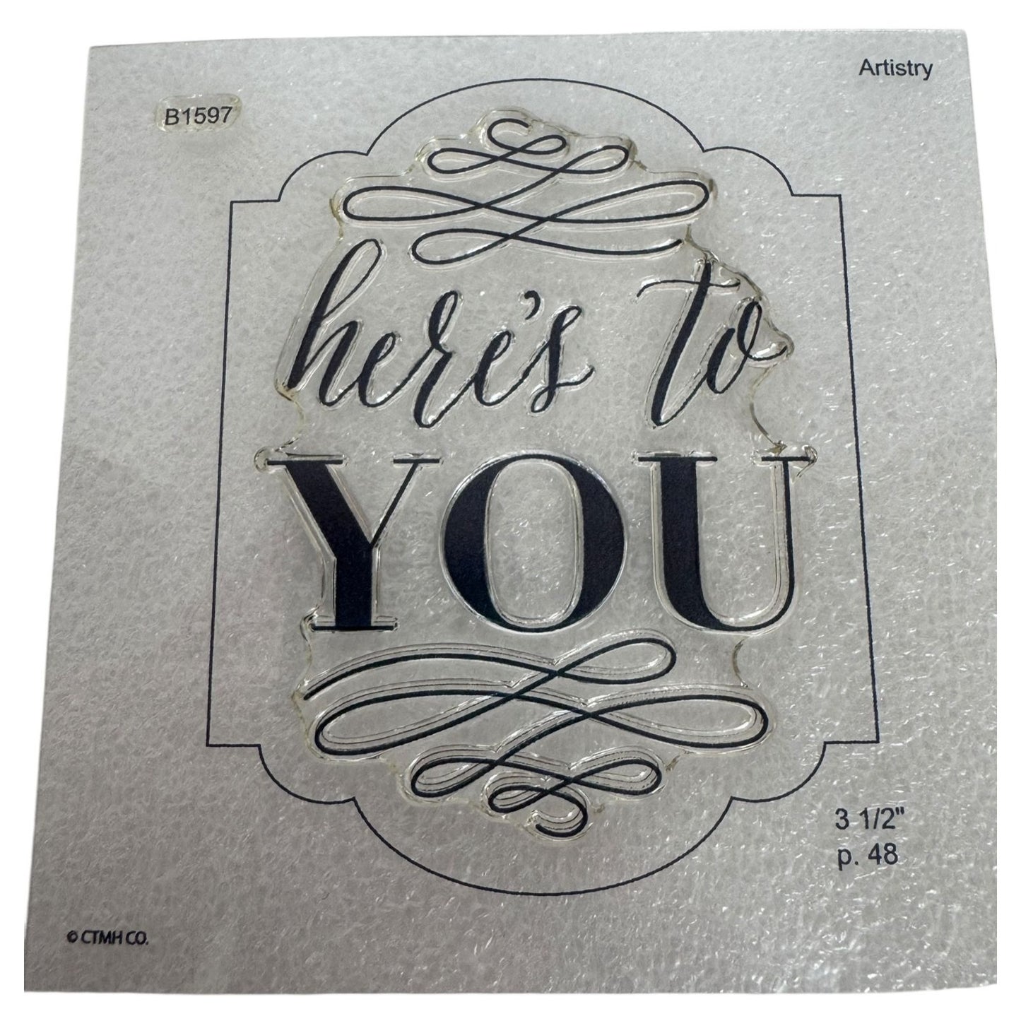 CTMH My Acrylix Acrylic Stamp Set Here Is to You Card Making Sentiments B1597