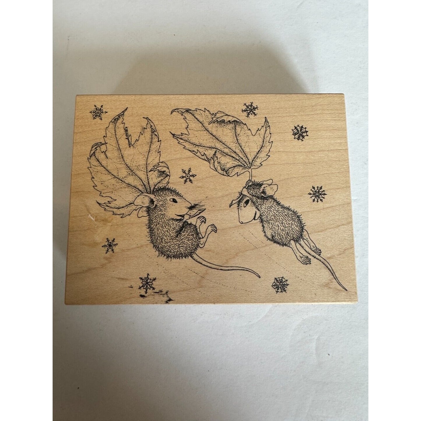 Stampa Rosa Rubber Stamp House Mouse Winter Wind Mouse Flying Leaves Snow Muzzy