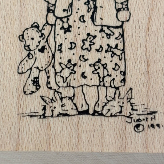 Judith Rubber Stamp Tired Mom My Ladies Frazzled Mother Teddy Bear Bedtime Funny