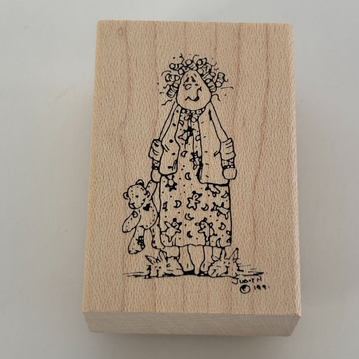 Judith Rubber Stamp Tired Mom My Ladies Frazzled Mother Teddy Bear Bedtime Funny