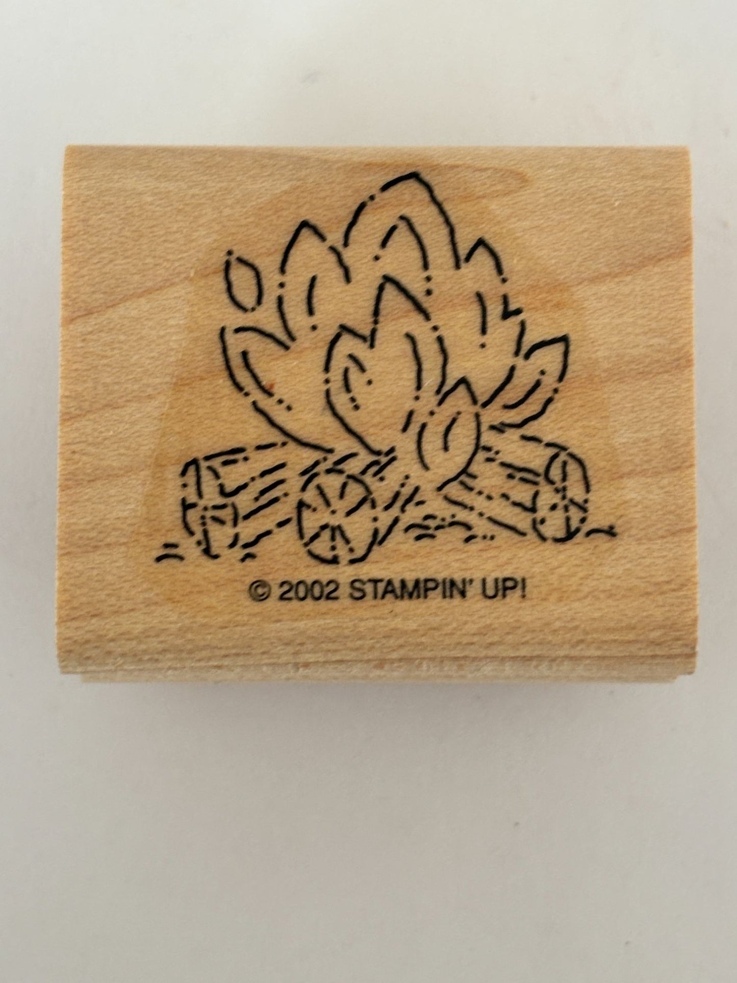 Stampin Up Rubber Stamp Campfire Camp Fire Logs Camping Summer Vacation Craft