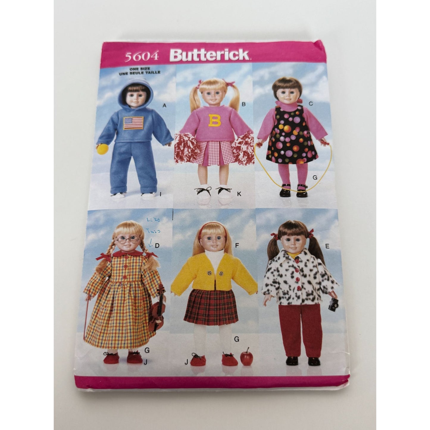 Butterick Sewing Pattern 5604 18 Inch Doll Clothes Back to School Cheerleader