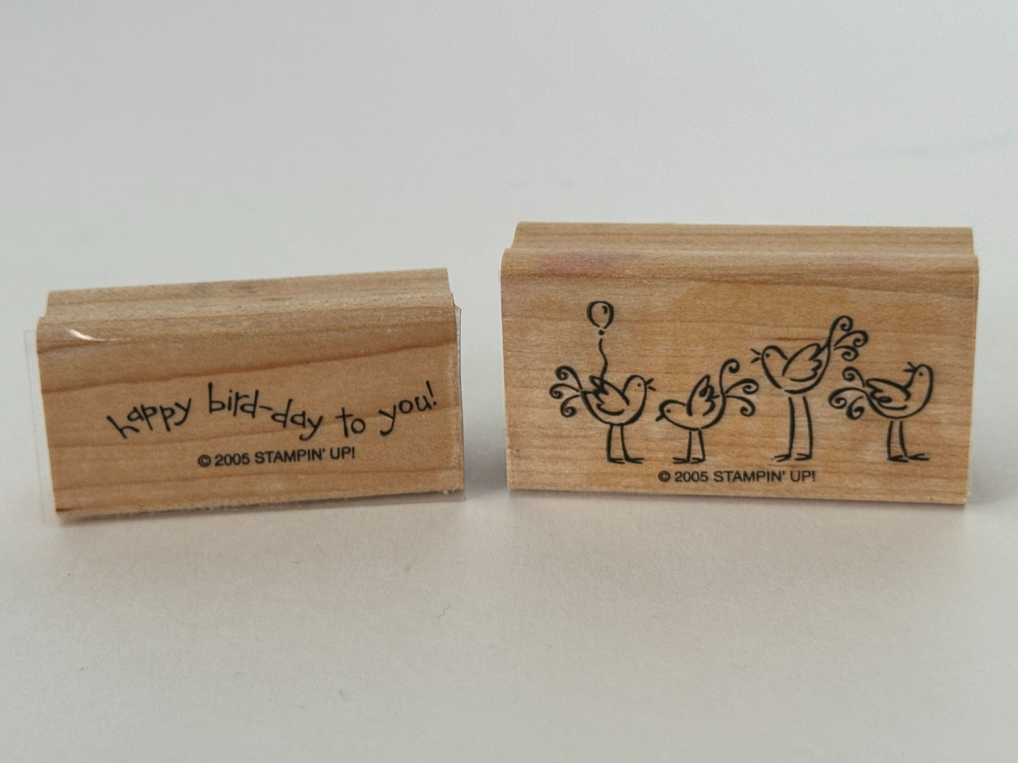 Stampin Up Rubber Stamps Happy Bird Day Birthday Pun Card Making Words Balloon
