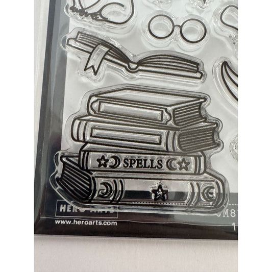 Hero Arts Clear Stamp Set Magical Day Witch Hat Book Halloween Fantasy Craft Art