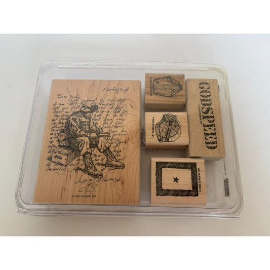 Stampin Up Rubber Stamp Set Godspeed Military Soldier Veterans Day Incomplete