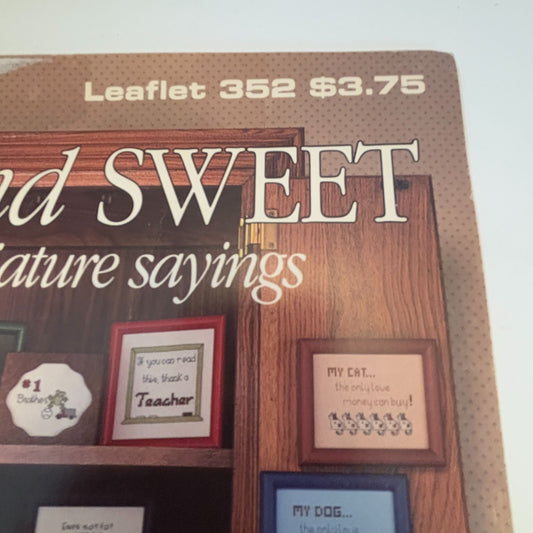 Leisure Arts Cross Stitch Patterns Leaflet 352 Short and Sweet Miniature Sayings