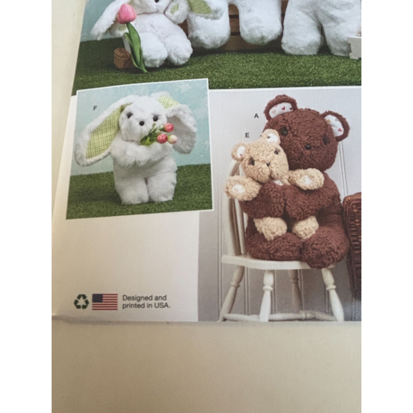 Simplicity Sewing Pattern S9941 Plush Teddy Bears Easter Bunny Rabbits Toy Uncut