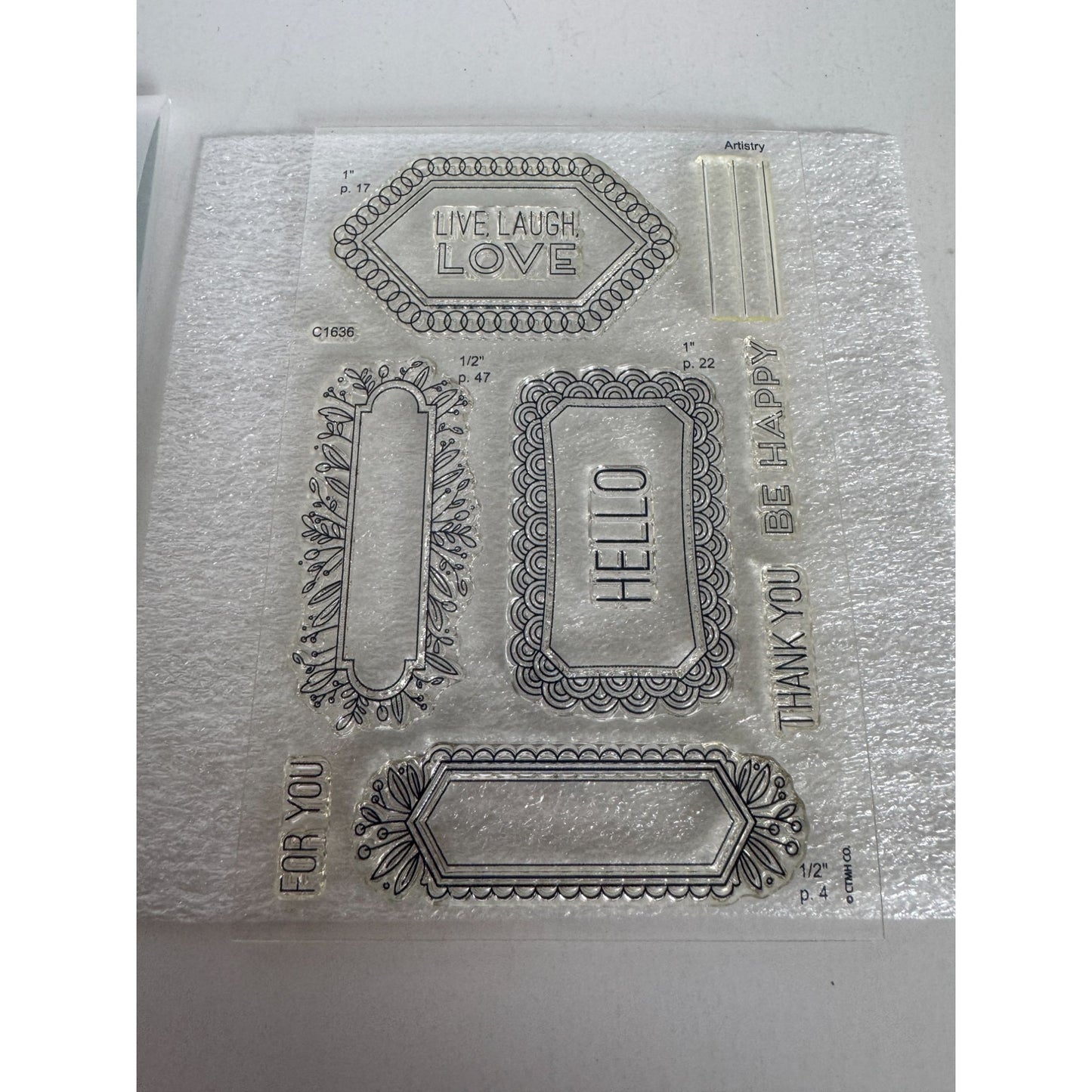 CTMH My Acrylix Acrylic Stamp Set Live Laugh For You Thank You Card Love C1636