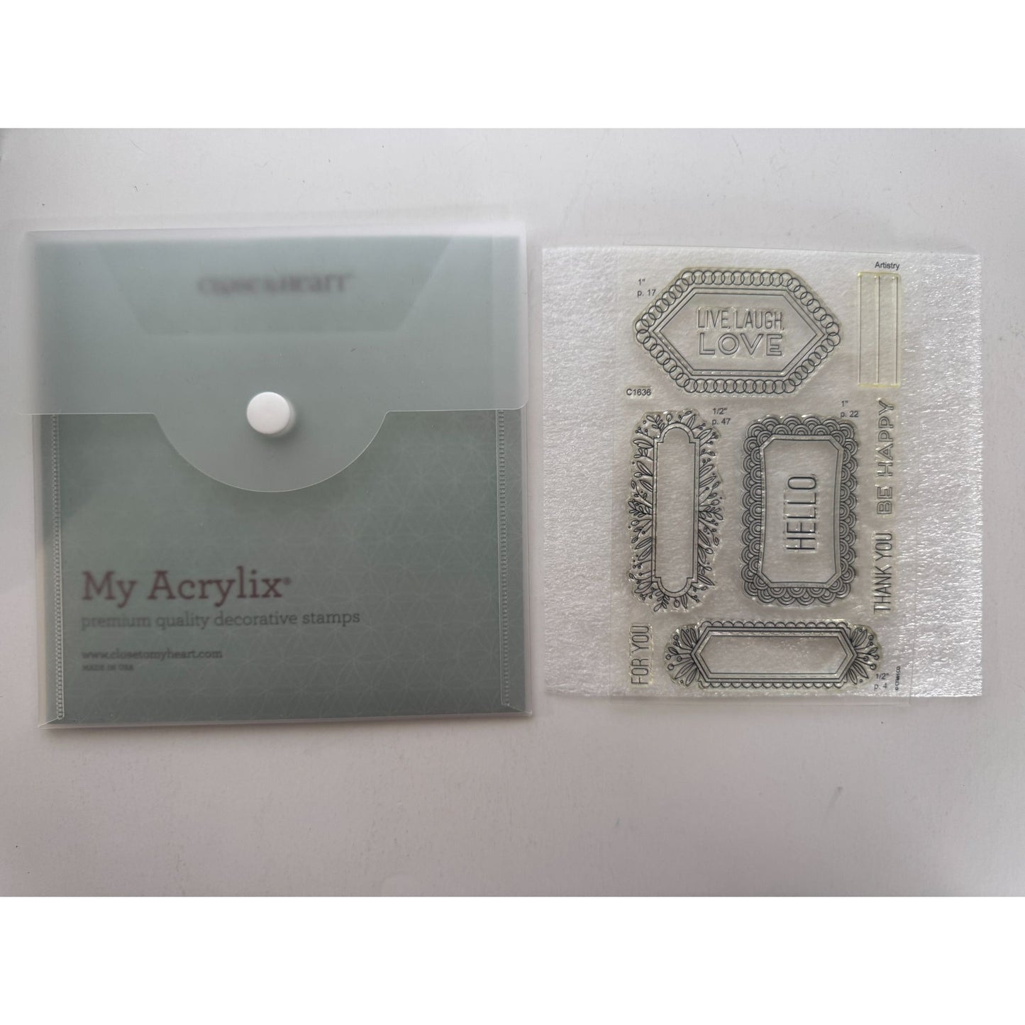 CTMH My Acrylix Acrylic Stamp Set Live Laugh For You Thank You Card Love C1636