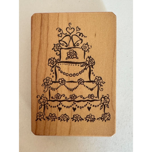 Inkadinkado Tiered Floral Wedding Cake Rubber Stamp Galerie Vernissage Celebrate