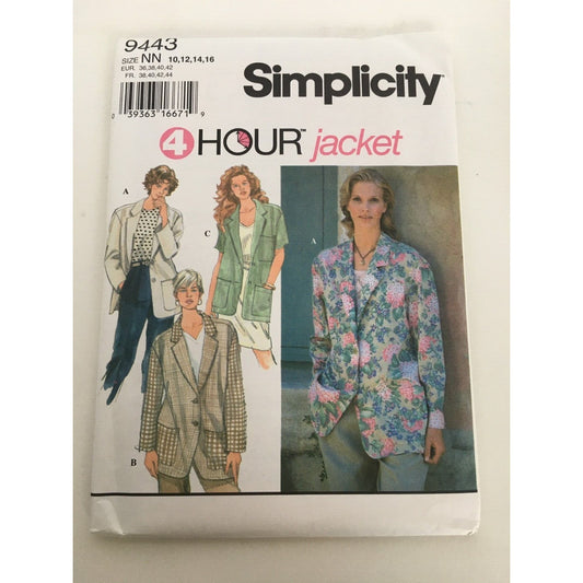 Simplicity Sewing Pattern 9443 Misses Jacket Blazer Career Casual Sz 10-16 Uncut