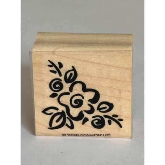 Stampin Up Rubber Stamp Floral Corner Flowers Card Making Spring Wood Mounted
