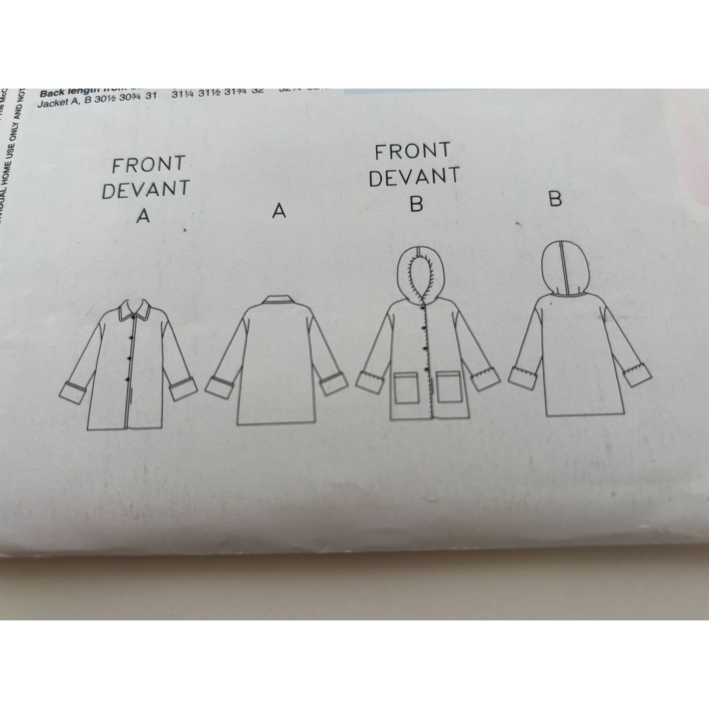 Butterick See and Sew Sewing Pattern B4331 Fleece Jacket Sizes 6 8 10 Easy Uncut