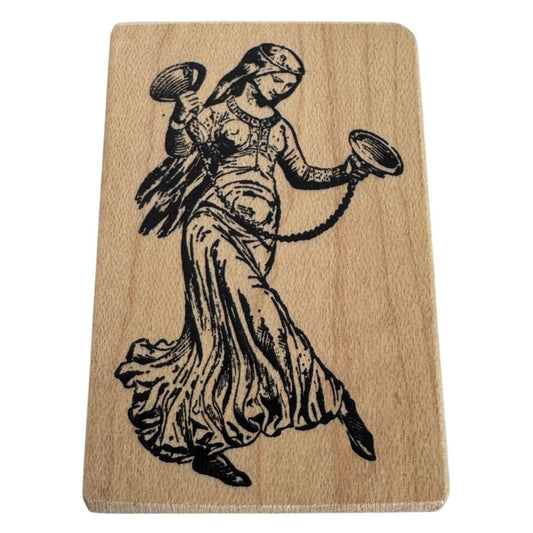 100 Proof Press Rubber Stamp Medieval Dancer Woman Dancing Card Making Artistic