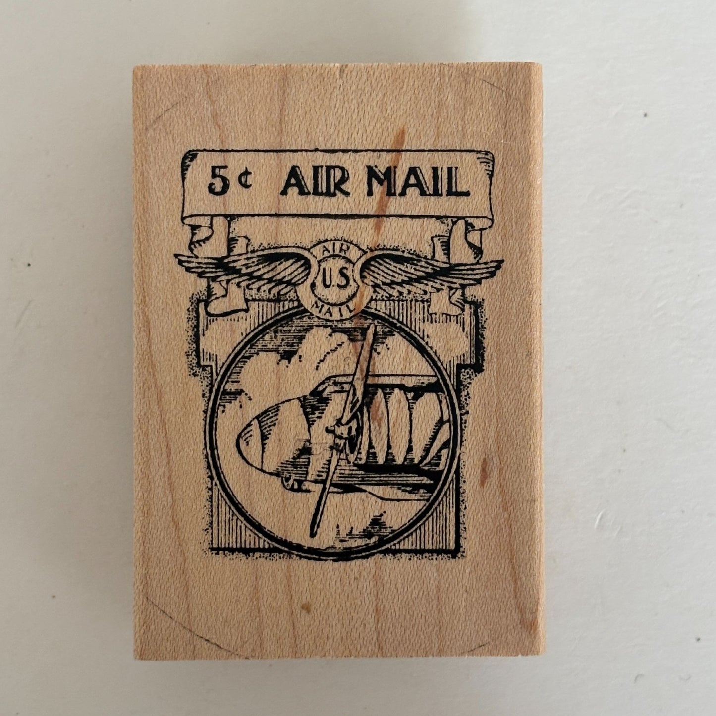 Inkadinkado Rubber Stamp Air Mail US Postage Collage Travel Tin Can Mail Craft Cardmaking