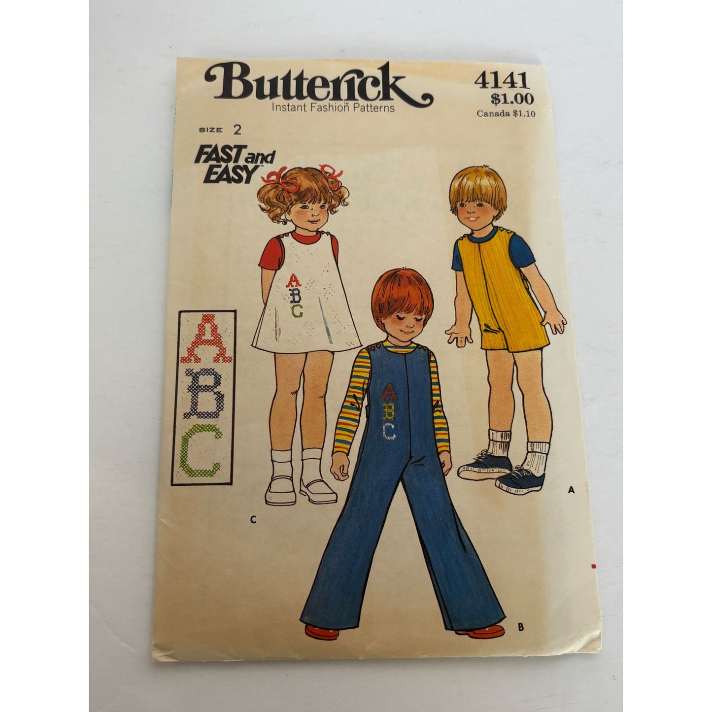 Butterick Sewing Pattern 4141 Toddlers Jumper Jumpsuit Dress Size 2T Easy Uncut