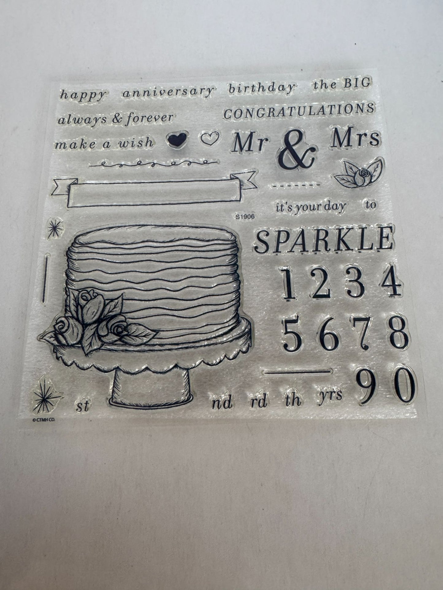 CTMH Acrylic Stamp Set Its Your Day to Sparkle Birthday Cake Banner Anniversary