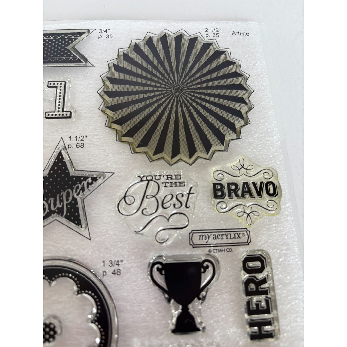 CTMH My Acrylix Acrylic Stamp Set Cricut Artiste Collection Kudos Bravo Trophy
