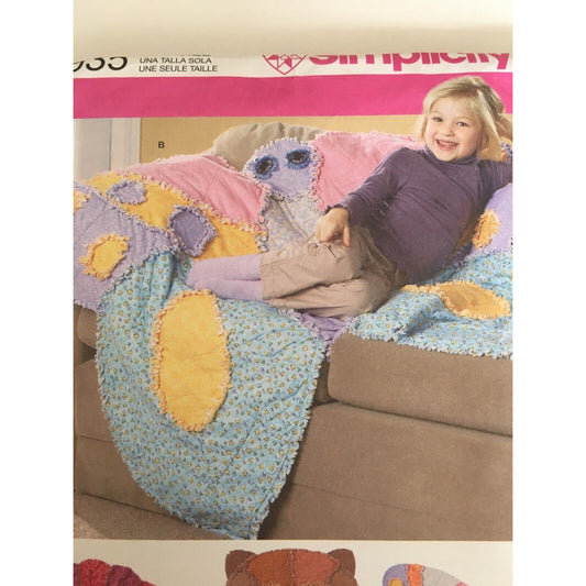 Simplicity Sewing Pattern 2935 Rag Quilts Flower Butterfly Owl Home Decor Uncut