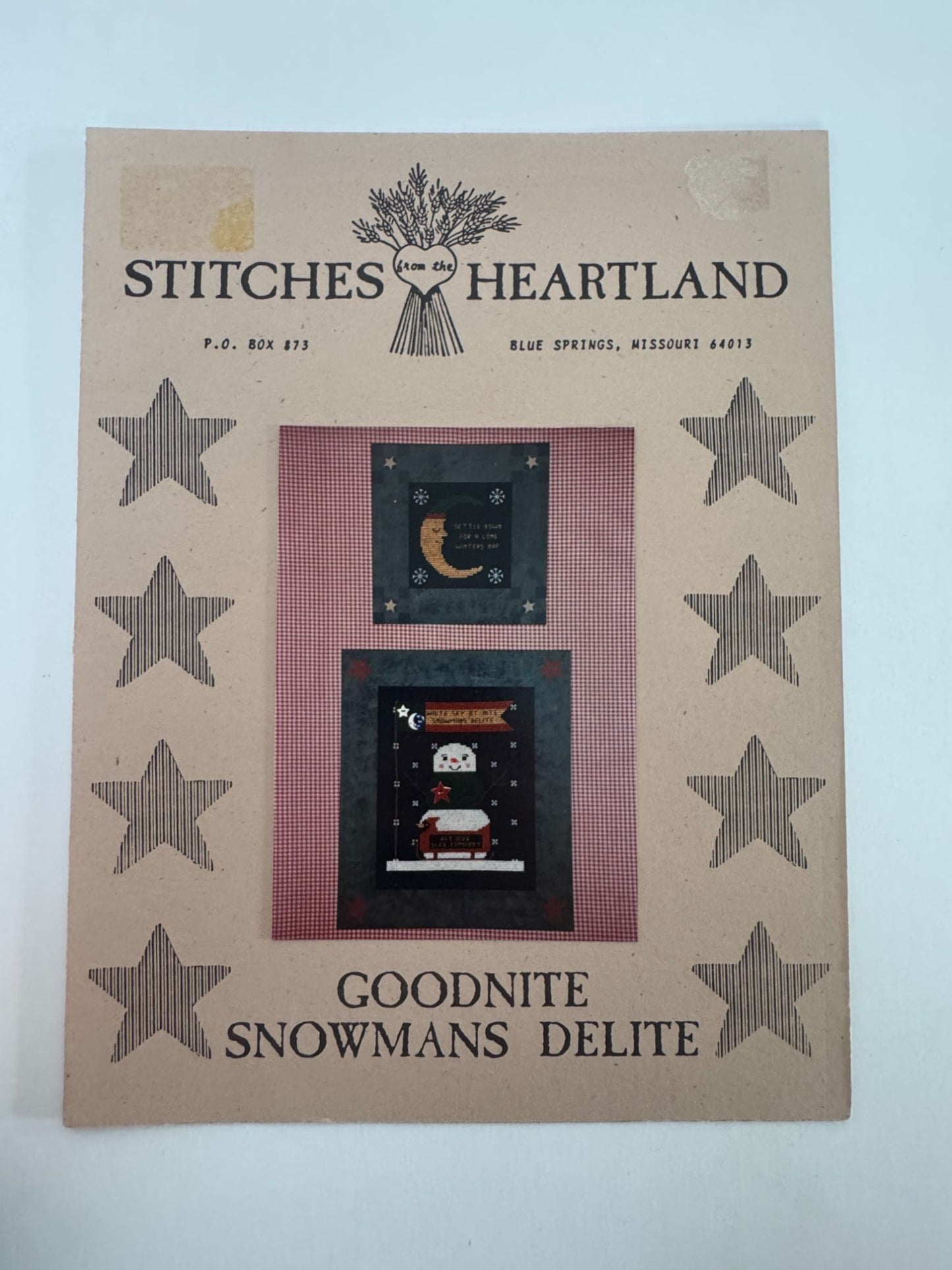 Stitches From The Heartland Cross Stitch Patterns Goodnite Snowmans Delite Sled