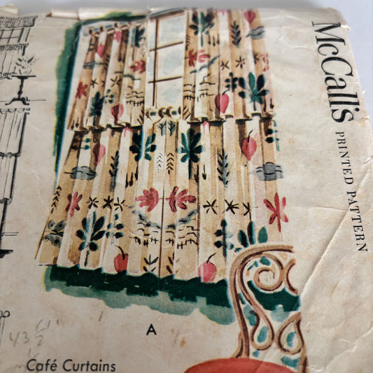 McCalls Sewing Pattern 1797 Cafe Curtains Vintage 1950s 1953 MCM Home Decor CUT