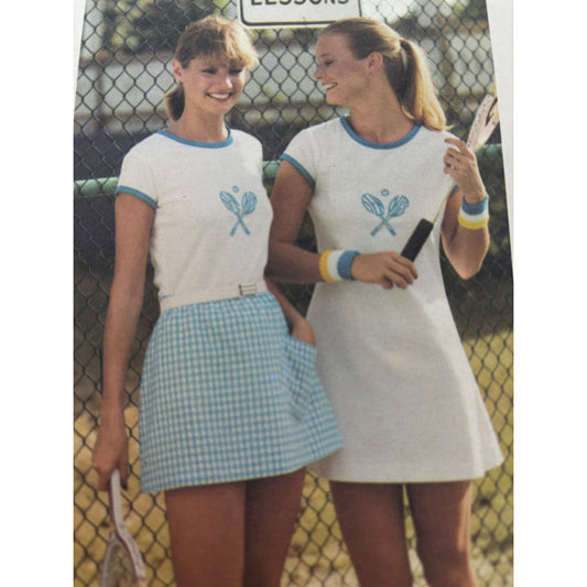 Butterick Sewing Pattern 5377 Tennis Dress T-Shirt Skirt Vintage Size 16