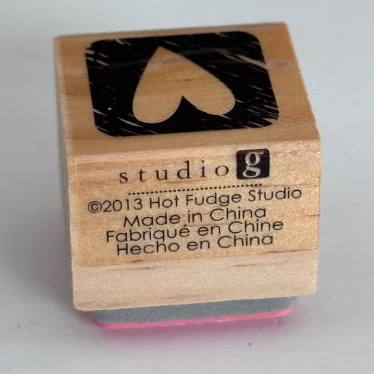 Studio G Rubber Stamp Small Heart in Square Love Anniversary Cardmaking Valentines Day Wooden